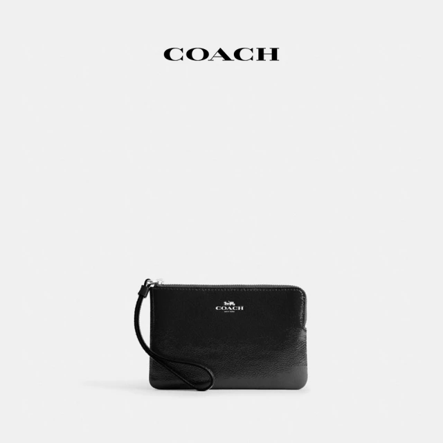 COACH 拉鍊手拿包-SV/黑色(CW855)