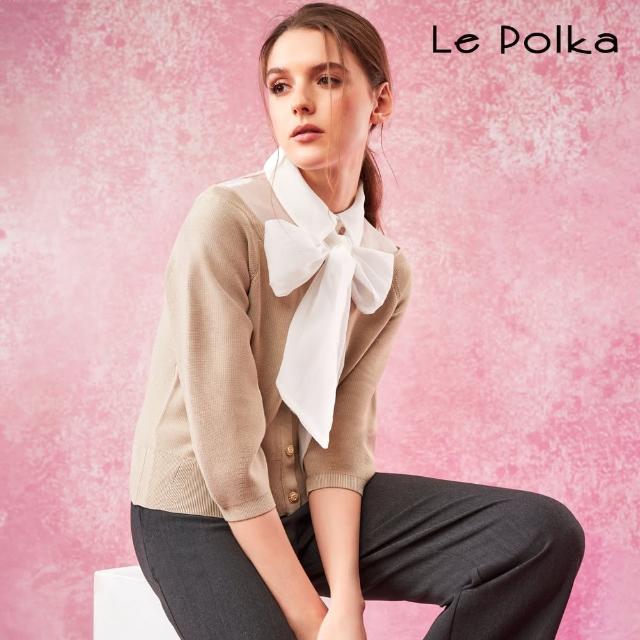 【Le Polka】假兩件附領結針織上衣-女