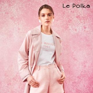 【Le Polka】漫步巴黎圓領繡花T恤上衣-女