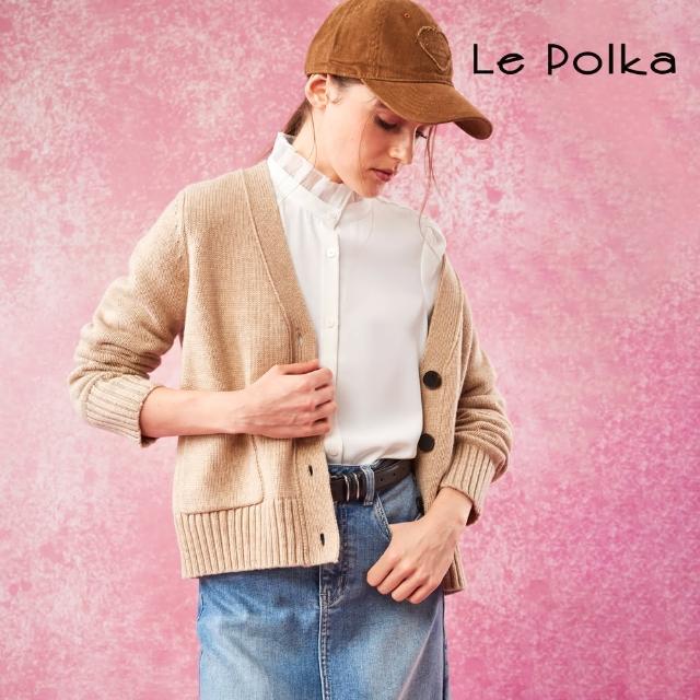 【Le Polka】法式立領荷葉雪紡上衣-女