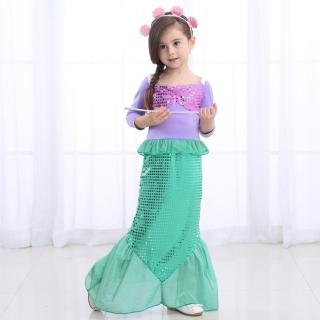 【橘魔法】萬聖節服飾 美人魚洋裝+貝殼髮箍(造型服 套裝 角色扮演 cosplay 表演 女童 兒童 童裝)