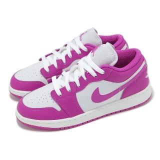【NIKE 耐吉】休閒鞋 Air Jordan 1 Low GS 大童 女鞋 白 桃紅 AJ1 一代 低筒(FV8486-600)