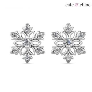 【Cate & Chloe】Sunny 18K白雪花飄飄水晶耳環(美國輕時尚品牌)