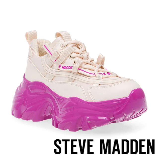 steve madden RECOUPE 厚底綁帶拼接老爹鞋(桃色)