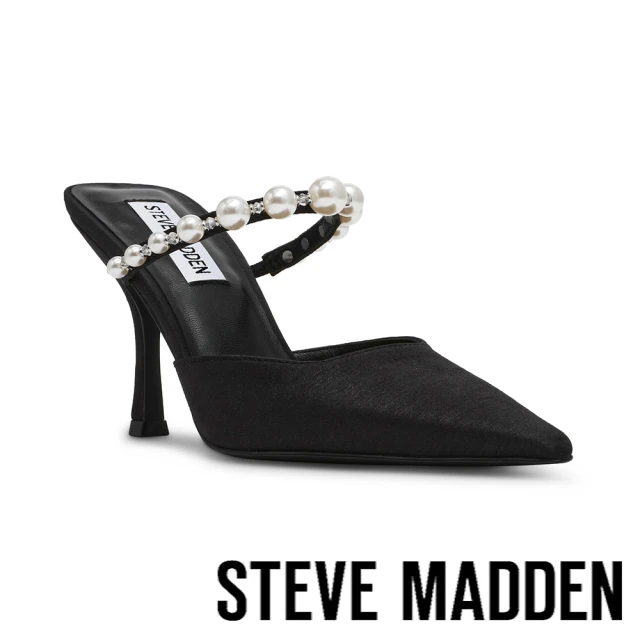 steve madden BRECKI-P 氣質珍珠尖頭涼跟鞋(黑色)