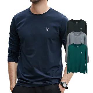 【PLAYBOY】2件組 舒適棉新膚圓領長袖衫-速(內衣/男長袖)