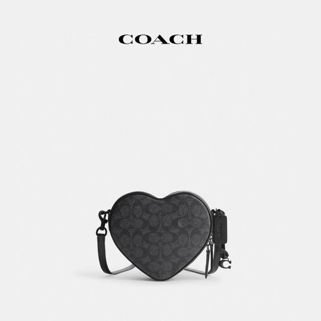 【COACH蔻馳官方直營】HEART經典Logo斜背包-炭黑色/黑色(CQ767)