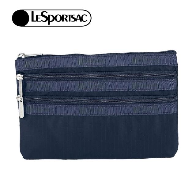 【Lesportsac】三層拉鍊化妝包 母親節 送禮 禮物(深藍)
