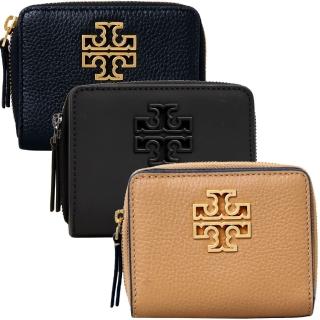 【TORY BURCH】BRITTEN 鏤空LOGO質感皮革釦式短夾(多款任選)