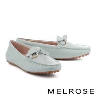 【MELROSE】美樂斯 別緻氣質蝴蝶扭結全真皮樂福平底鞋(灰)