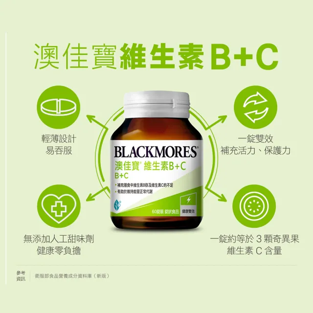 【BLACKMORES 澳佳寶】B+C 1入組(共60錠 7種維生素B 維生素C)