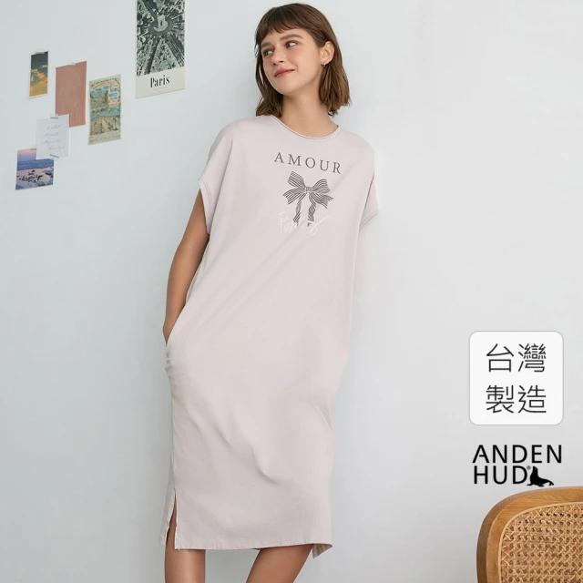 Anden Hud 連身_療癒烘焙．純棉短袖口袋開叉睡衣(黑