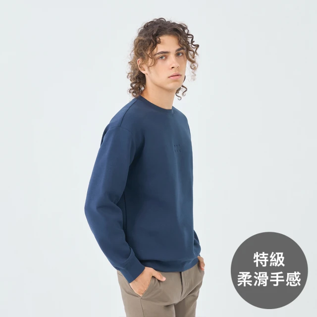 GIORDANO 佐丹奴 男裝高彈力大學TEE 彈力空氣棉系列(41 新海軍藍)