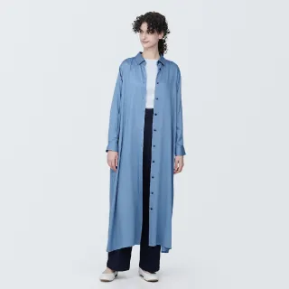【MUJI 無印良品】女嫘縈混標準領長袖洋裝(共3色)