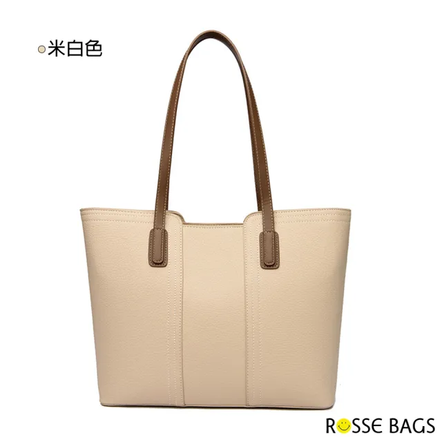 【Rosse Bags】復古經典軟皮大容量肩背托特包(現+預  米白色 / 卡其色 / 黑色)