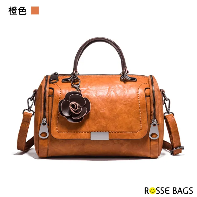 【Rosse Bags】百搭復古波士頓包(現+預  黑色／綠色／橙色)