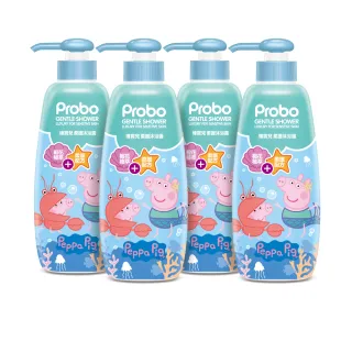 【博寶兒】柔護沐浴露500ml-佩佩豬x4入組(全球專利MP68多益 植物來源胺基酸潔淨因子)