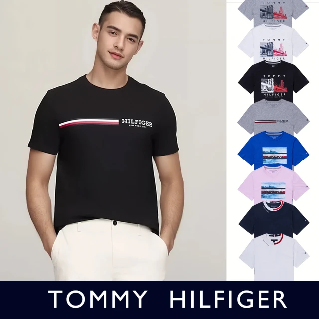 Tommy Hilfiger TOMMY 經典刺繡文字Logo圖案短袖T恤 上衣-多色組合(平輸品/短T)