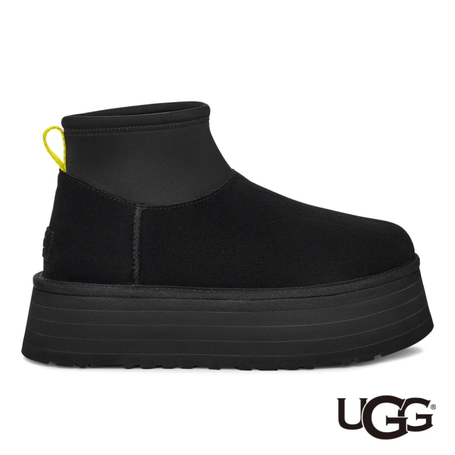 UGG 女鞋/雪靴/低筒靴/真皮厚底靴/Classic Mini Dipper(黑色-UG1168170BLK)