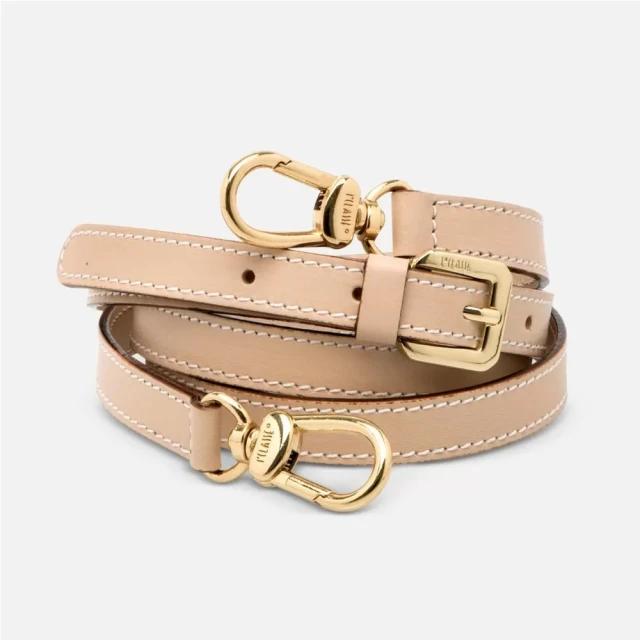 TORY BURCH Kira 仿舊金字LOGO皮革絎縫鏈帶