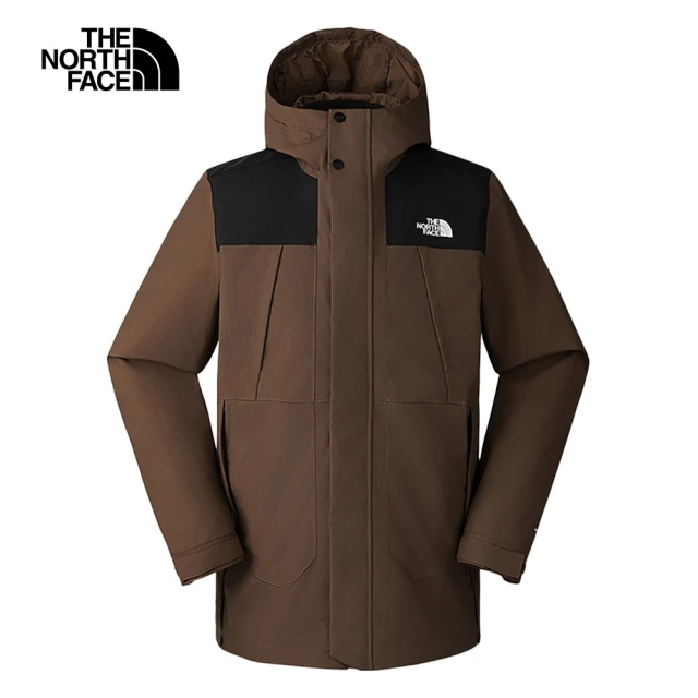 The North Face 北面男款灰色防水透氣保暖連帽羽