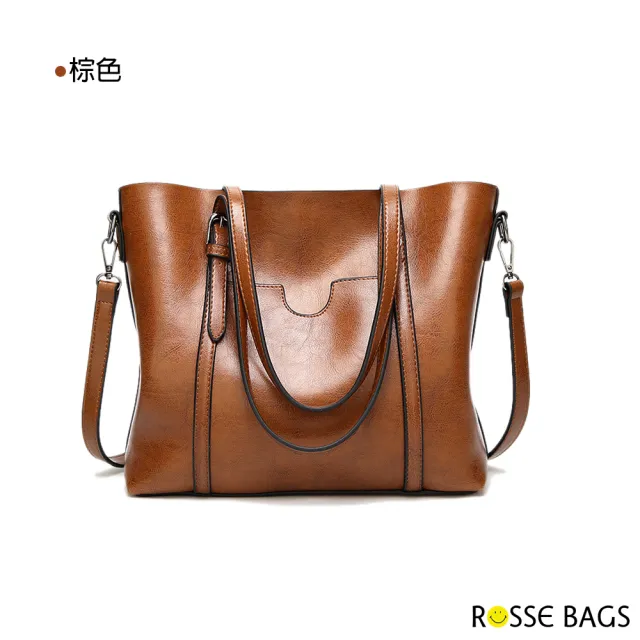 【Rosse Bags】經典復古油蠟皮托特包(現+預  灰色 / 棕色 / 酒紅 / 咖啡 / 黑色)