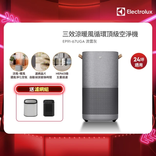 Electrolux 伊萊克斯 獨家上市 極適家居900三效涼暖風循環頂級空淨機(EP91-67UGA)