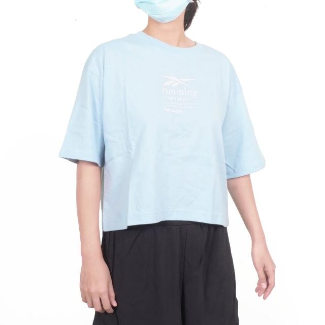 【REEBOK】Running Graphic Tee 女 T恤 休閒 棉質 運動 寬鬆 水藍(100204475)