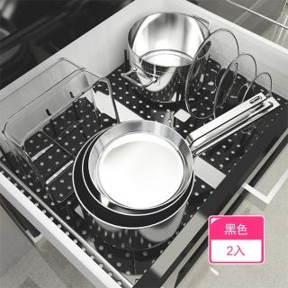 【Dagebeno荷生活】廚房抽屜式大容量碗盤分類架 附防滑墊可伸縮碗盤瀝水架(2入)