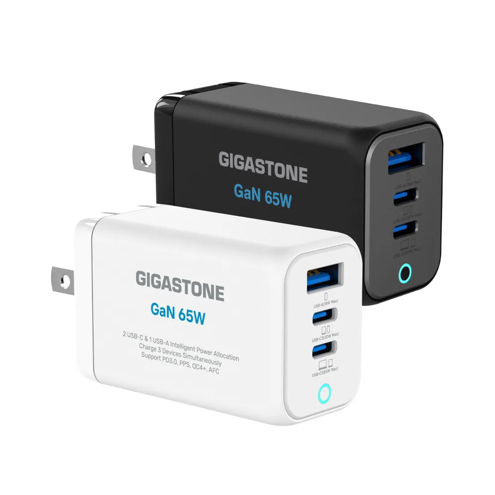 【GIGASTONE 立達】65W GaN氮化鎵三孔USB-C快充充電器PD-7656(支援iPhone16/筆電快充/MacBook充電頭)