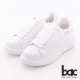 【bac】配色厚底休閒小白鞋(銀色)