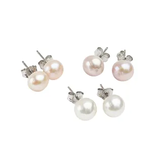 【大東山樑御珊瑚】天然淡水珍珠純銀耳針耳環(7-7.5mm)
