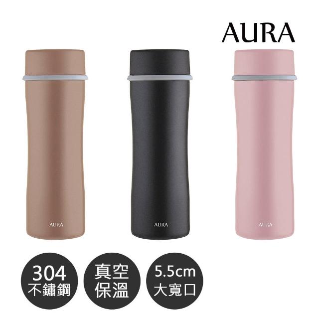 【AURA 艾樂】大曲線多功能隨行陶瓷保溫瓶450ml(附不銹鋼濾網)