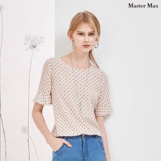 【Master Max】荷花袖雙色點點短袖雪紡上衣(8417147)