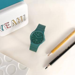 【CASIO 卡西歐】簡約百搭 數字時標 日本機芯 橡膠手錶 綠色 33mm(MQ-24B-3B)