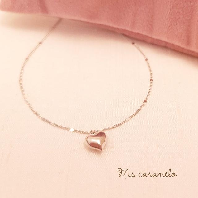 【焦糖小姐Ms caramelo】925純銀鍍18K白(愛心項鍊)