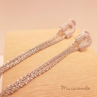 【焦糖小姐 Ms caramelo】夾式耳環(流蘇鋯石耳環)
