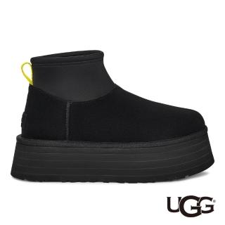 【UGG】女鞋/雪靴/低筒靴/真皮厚底靴/Classic Mini Dipper(黑色-UG1168170BLK)