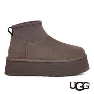 【UGG】女鞋/雪靴/低筒靴/真皮厚底靴/Classic Mini Dipper(雷雲灰-UG1168170THND)