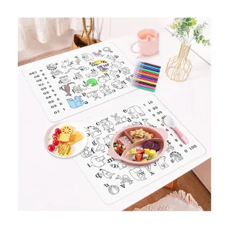 【小綠豆居家百貨】食品級矽膠畫畫餐墊(可水洗塗鴉餐墊 兒童餐墊 寶寶畫墊 揉麵墊 ☆麵墊 防滑墊)