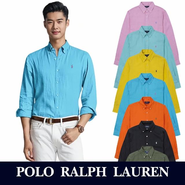 【RALPH LAUREN】RL POLO 經典刺繡小馬亞麻長袖襯衫 上衣-多色組合(亞麻布料/CLASSIC FIT/平輸品)