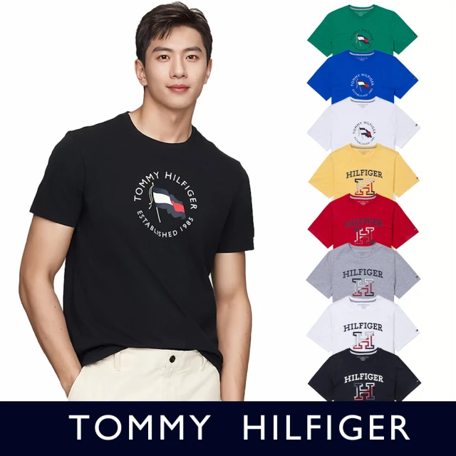 Tommy Hilfiger TOMMY 經典刺繡文字Logo圖案短袖T恤 上衣-多色組合(平輸品/短T)