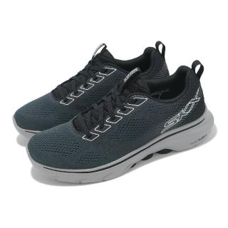 【SKECHERS】休閒鞋 Go Walk 7-HAHN 男鞋 灰 黑 雙密度 緩衝 支撐 健走鞋(216559-BKGY)