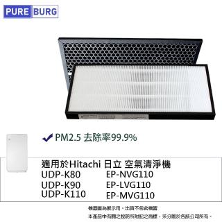【PUREBURG】適用Hitachi日立UDP-K80 K90 K100 K110 EP-NVG110 LVG110空氣清淨機 副廠濾網