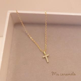 【焦糖小姐 Ms caramelo】925純銀鍍K黃 英文字母T 項鍊(英文字母項鍊)
