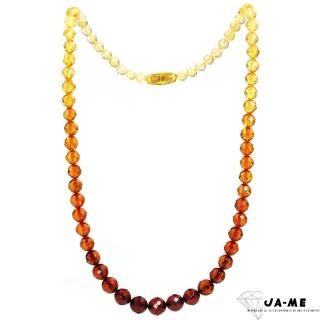 【JA-ME】天然琥珀高淨體鑽石切面彩虹琥珀項鍊5-9mm 14克(618/買就送/禮物/現貨)
