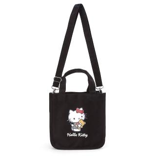 【SANRIO 三麗鷗】2WAY 棉質兩用手提斜背包 斜背提袋 Hello Kitty