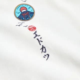 【EDWIN】江戶勝 男裝 主男印花人孔蓋短袖T恤(米白色)