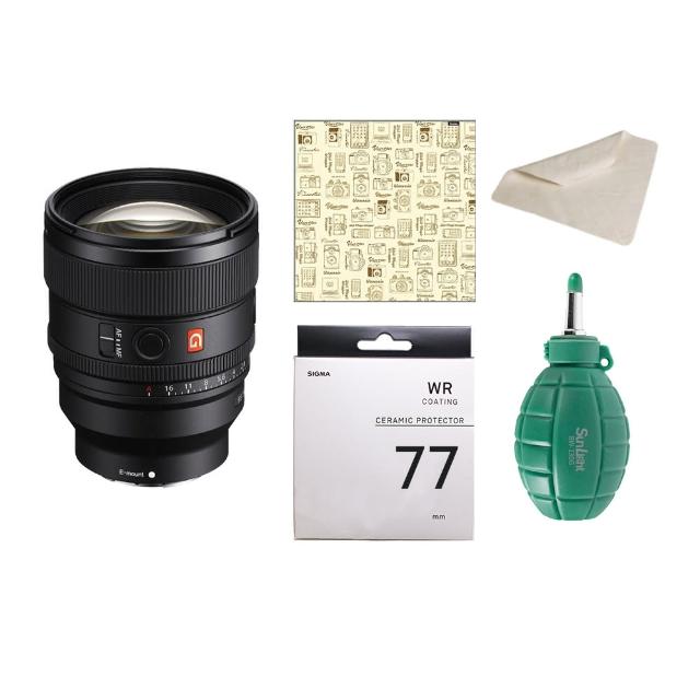 【SONY 索尼】SEL85F14GM2 FE 85mm F1.4 GM II+SIGMA 77mm 陶瓷濾鏡+BW空氣球+30清潔布+相機魔毯(公司貨)