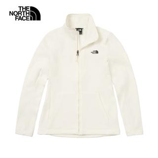 【The North Face 官方旗艦】北面女款米白色保暖舒適休閒立領抓絨外套｜88RQQLI
